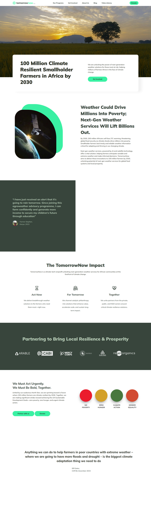 TomorrowNow homepage, 2025 archive render