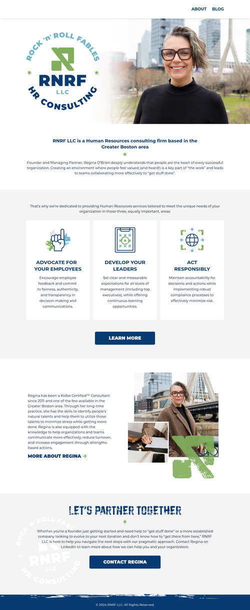 Full-page render of the RNRF LLC homepage