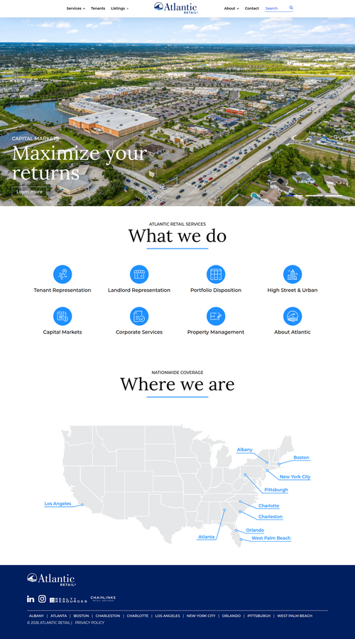 Full-page render of the Atlantic Retail homepage