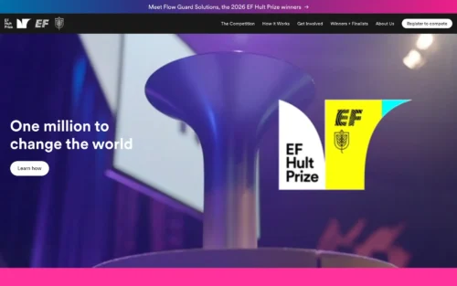 EF Hult Prize homepage hero, headless Next.js and Storyblok site