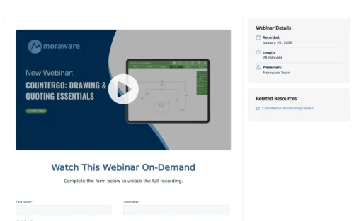 Moraware on-demand webinar page with the recording locked behind its registration form